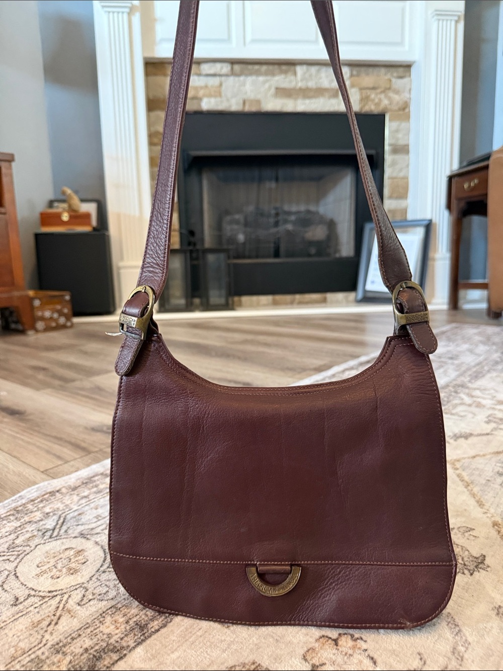 American Angel Leather Shoulder Bag in Deep Brown/Burgandy